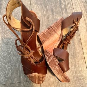 Stewart’s Weitzman tye dyed tie up wedge shoe for Theodore Gallum.